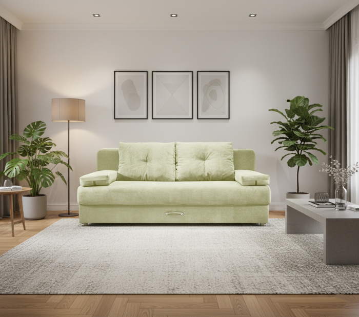 Диван-еврокнижка Амстердам Мини люкс, 150, велюр бежевый