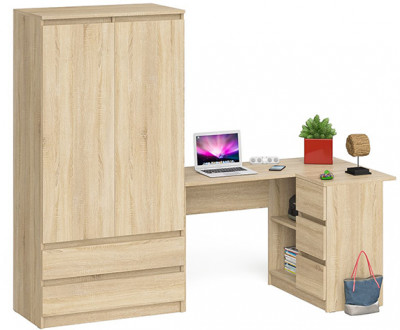 Мори Стол компьютерный МС-16 правый + Шкаф МШ900.1, цвет дуб сонома, ШхГхВ 214,8х84,9х179,6 см., выдвижные ящики справа, НЕ универсальная сборка