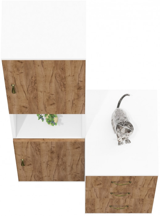 Лидер-8 Пенал + Тумба МД 3.16, белый шагрень/крафт золото