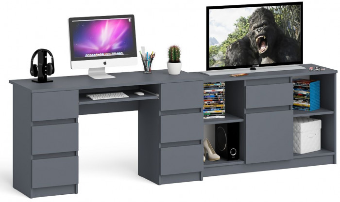 Мори компьютерный стол МС-2 + Тумба МТВ1204.1, графит