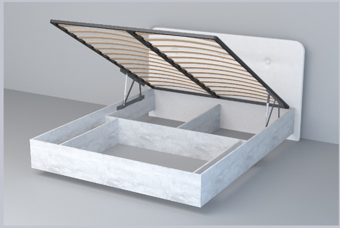 Кровать 1,6 арт.031 (Пуговицы) ПМ (Бетон Светлый/Стальной Серый)