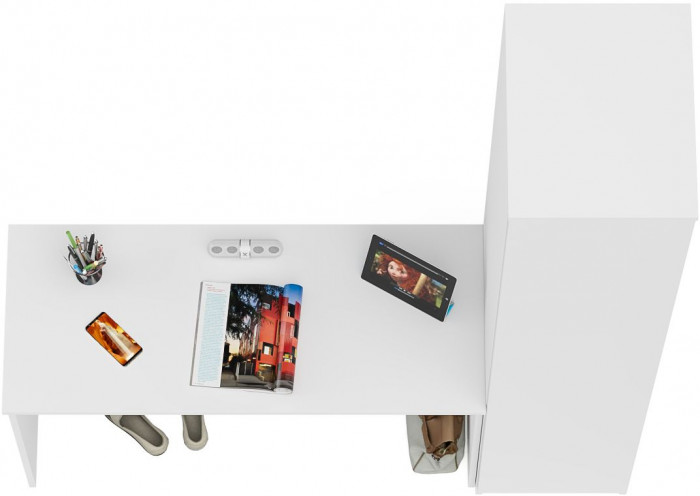 Мори Стол письменный МСП1200.1 + Пенал МШ400.1, цвет белый, ШхГхВ 160,8х50,4х209,6 см., универсальная сборка