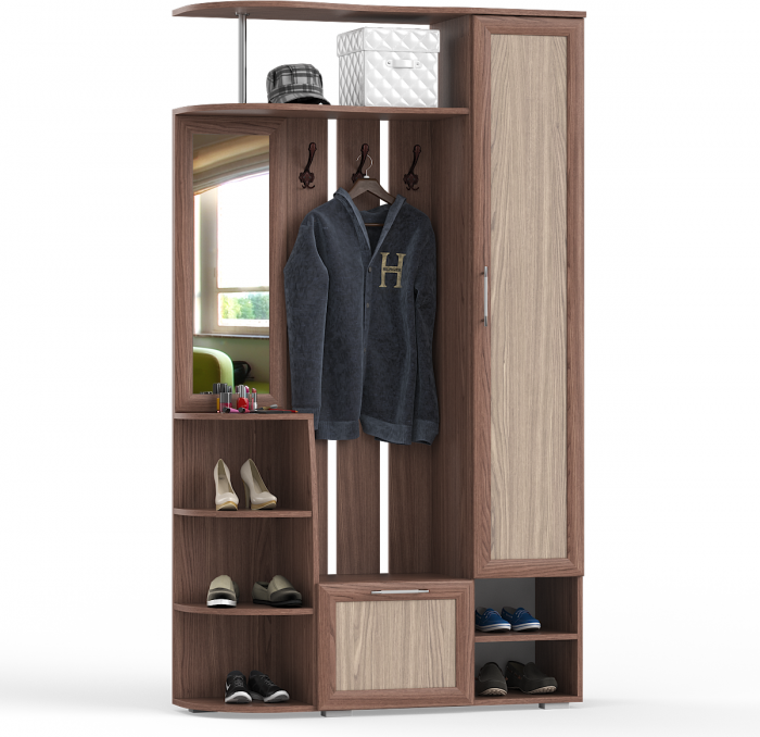 Прихожая Ксения-2, цвет ясень шимо светлый/ясень шимо тёмный, ШхГхВ 120х38х212 см., НЕ универсальная сборка