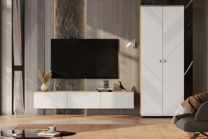 Тумба Байкал, Дуб золотой, Белый матовый