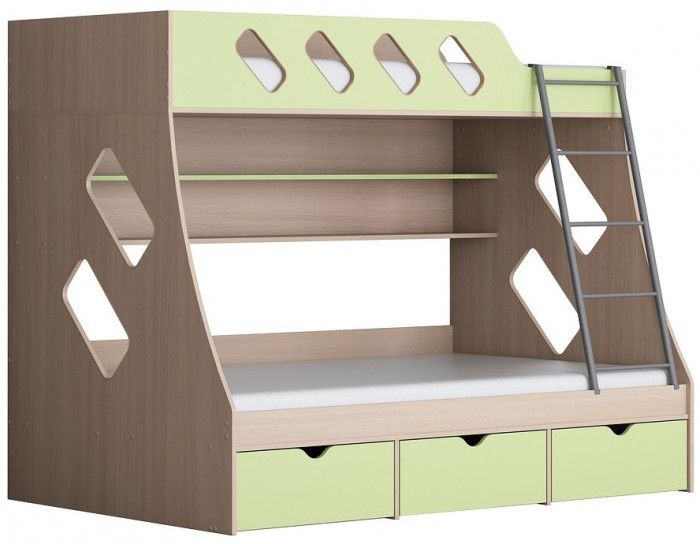 Дельта-20.01 Детская двухъярусная кровать с лестницей (Оранжевый, Ясень шимо светлый)