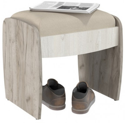 Банкетка 6-5140дкс/скан.д.б. Сицилия, цвет дуб крафт серый/скандинавское дерево белое, ШхГхВ 48х38х47,6 см.