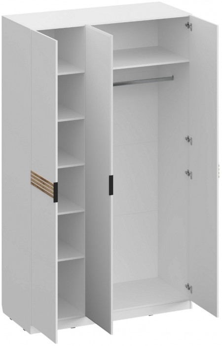 Шкаф 3-х створчатый с зеркалом ШК-4102, Белый/Профиль МДФ Дуб вотан