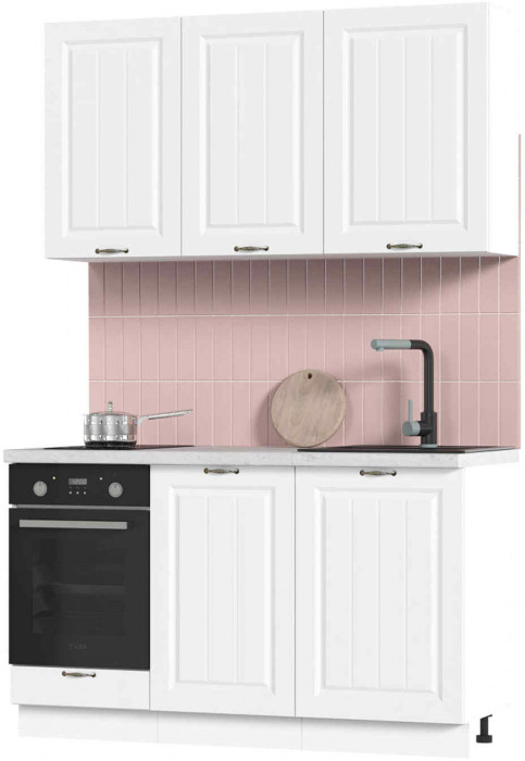 Кухня Мария 1,4 м белый/белый (столешница мрамор лацио белый)