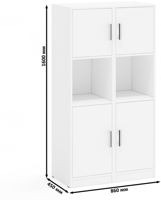 Два Пенала С-МД-СК9П к компьютерному столу С-МД-СК9, цвет белый шагрень, ШхГхВ 86х45х160 см., универсальная сборка