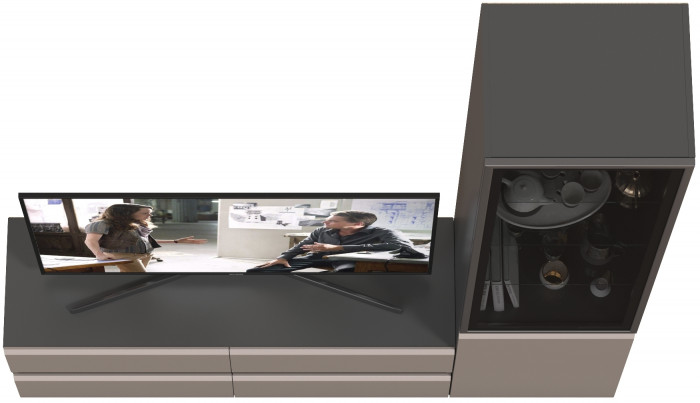 Сидней Комплектация № 009, цвет корпус: антрацит/фасады: МДФ веллюто капучино, ШхГхВ 179,9х41,3х205,2 см., ниша для ТВ 129х41х100 см., универс. сборка