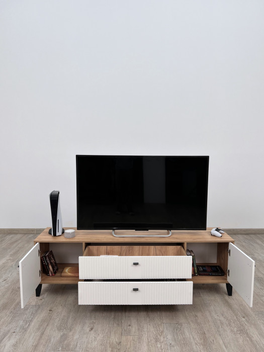 Тумба ТВ Парус-10 дуб крафт золотой/карбон фарфор