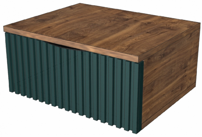 Тумба (1 ящик) "Герта" - Дуб канзас/Зеленый матовый