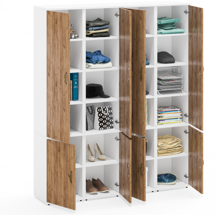 Лидер-8 Пенал МД 22Б 4 шт., цвет белый шагрень/крафт золото, ШхГхВ 160х37,5х190 см., универсальная сборка