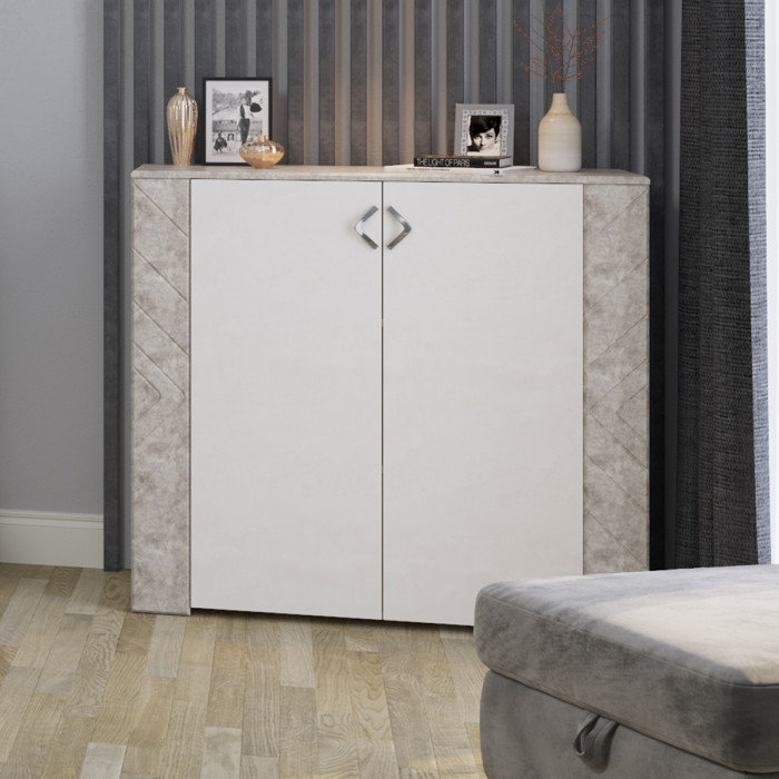 Амели Комод 13.107, цвет шёлковый камень/бетон чикаго беж, ШхГхВ 108х41,3х100,3 см.