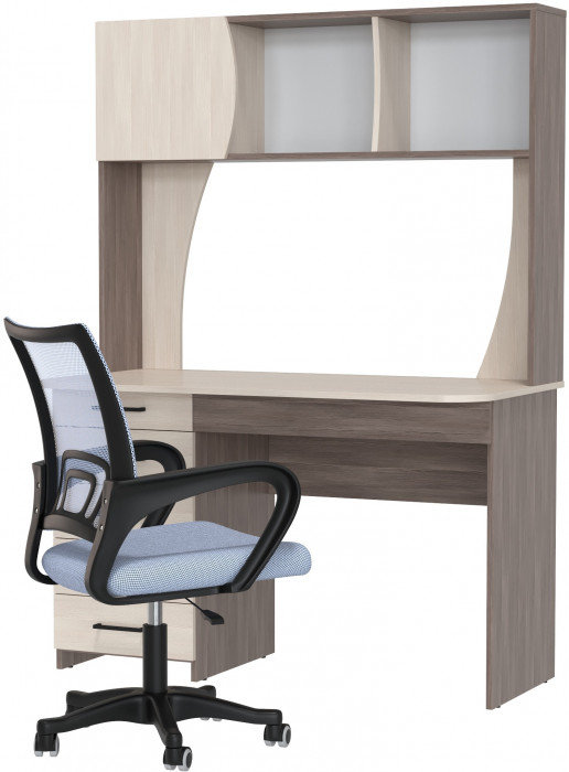 Стол 6-0606 Сигма + кресло 103 серое, цвет бодега тёмный/бодега светлый, ШхГхВ 120,5х60,5х166 см., НЕ универсальная сборка