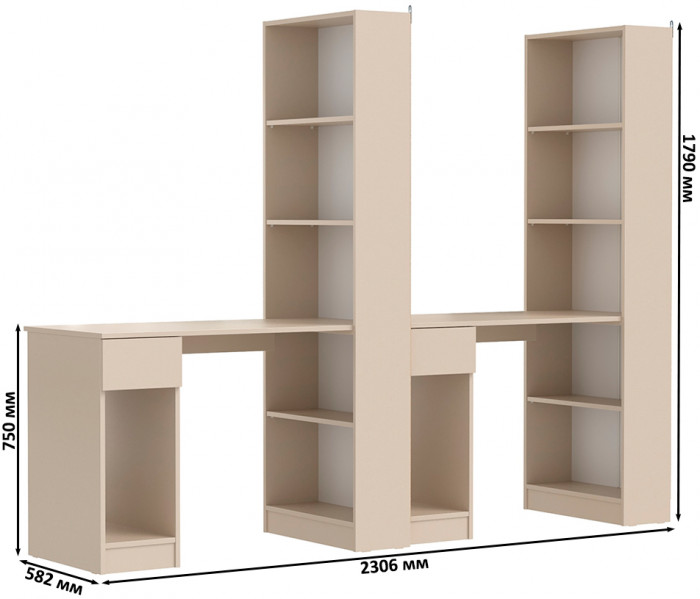 Лайт Шкаф комбинированный 10.01 + 10.01, цвет сатин, ШхГхВ 230,6х58,2х179 см., универсальная сборка(обязательно крепление к стене)