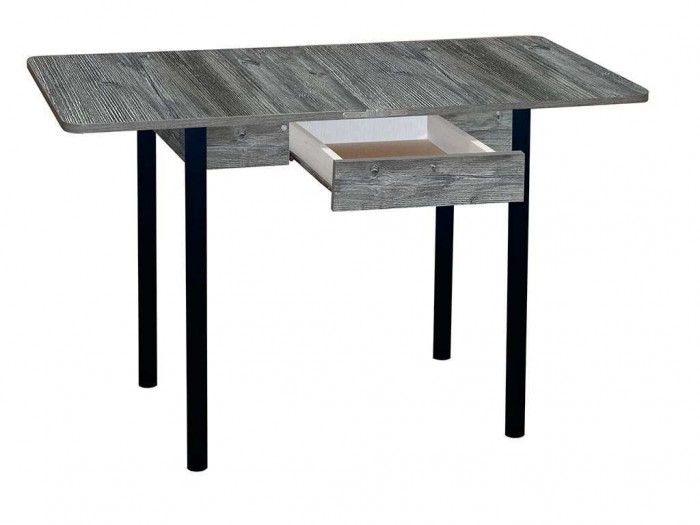 Эко 80х60 стол обеденный раскладной с ящиком / пасадена/черный