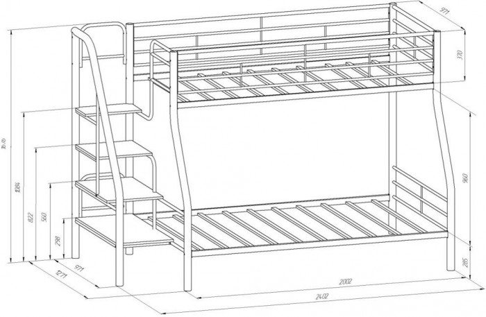 Двухъярусная кровать Толедо-1 (Черный)