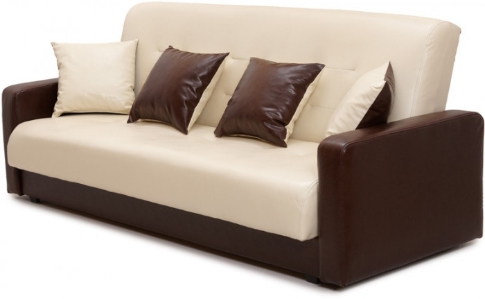 Диван-кровать Аккорд 140х190, книжка, пружинный блок, экокожа, цвет коричнево-бежевый