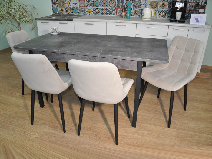 Обеденная группа Сканд-2 / Стул Р 4 шт. / Цемент темный/черный / бид 01