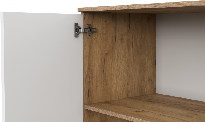 Шкаф четырехстворчатый Байкал, Дуб Золотой, Белый матовый