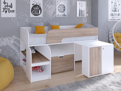 Кровать чердак Астра 9 V9 Белый/Сонома