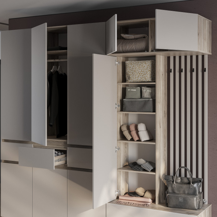 Прихожая "Багира" ПР-03 Дуб смоки/Кашемир