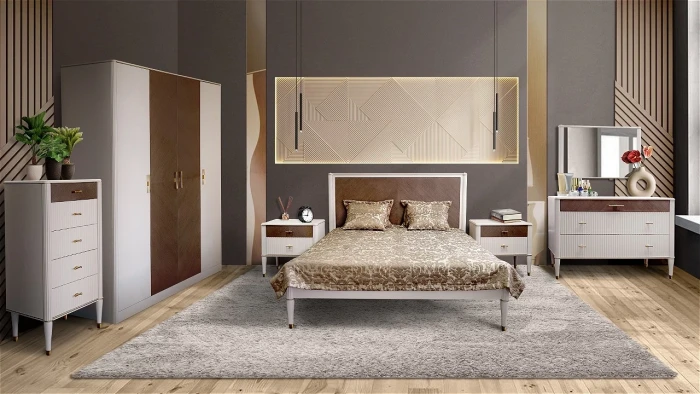 Кровать двуспальная 1,6 "Тиволи" - Латте (лак)