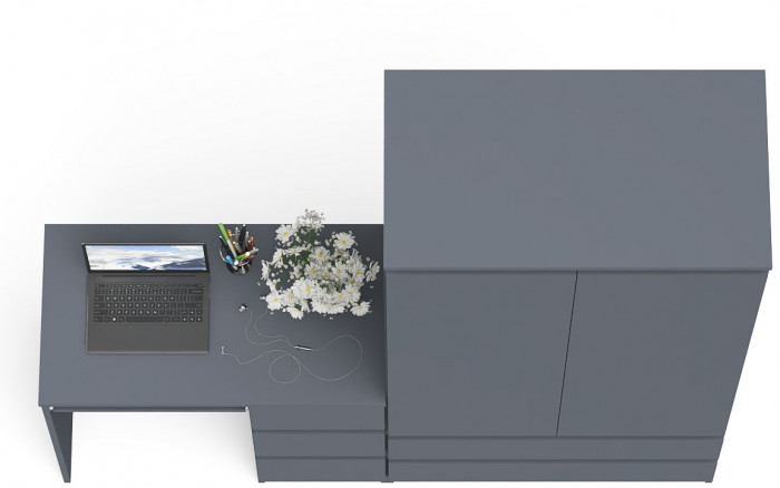 Мори Стол компьютерный МС-6 правый + Шкаф МШ900.1, цвет графит, ШхГхВ 180,4х50,4х179,6 см., выдвижные ящики справа, НЕ универсальная сборка