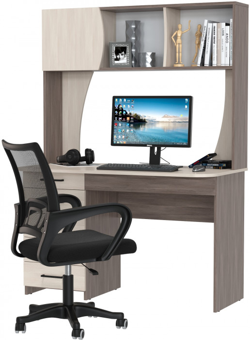 Стол 6-0606 Сигма + кресло 103 чёрное, цвет бодега тёмный/бодега светлый, ШхГхВ 120,5х60,5х166 см., НЕ универсальная сборка