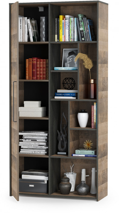 Трувор 13.206 Шкаф-стеллаж, цвет дуб гранж песочный/интра, ШхГхВ 93х37х194,2 см., универсальная сборка