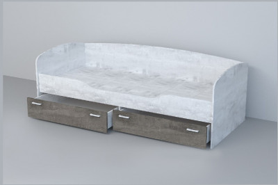 Кровать 0,8 арт.016 (Бетон Светлый/Камень Темный)