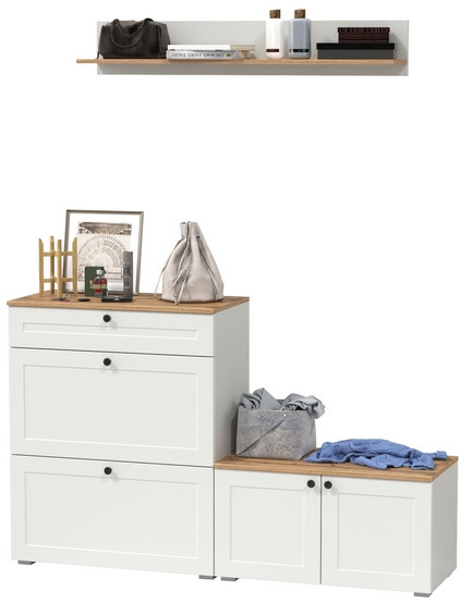 Остин Прихожая 65, белый шагрень/дуб крафт золотой