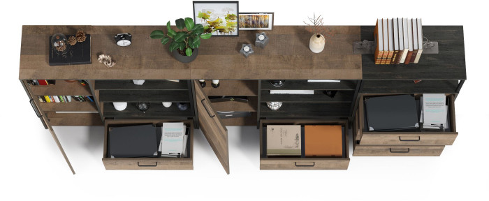 Трувор 13.307.01 Комод + 13.307.02 Комод с ящиками + 13.307.01 Комод, дуб гранж песочный/интра