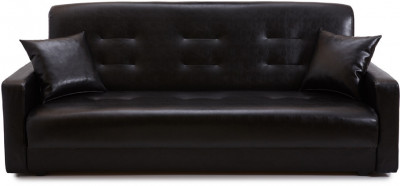 Диван-кровать Аккорд 120х190, книжка, пружинный блок, экокожа, цвет черный