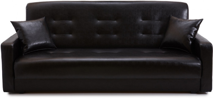 Диван-кровать Аккорд 120х190, книжка, пружинный блок, экокожа, цвет черный