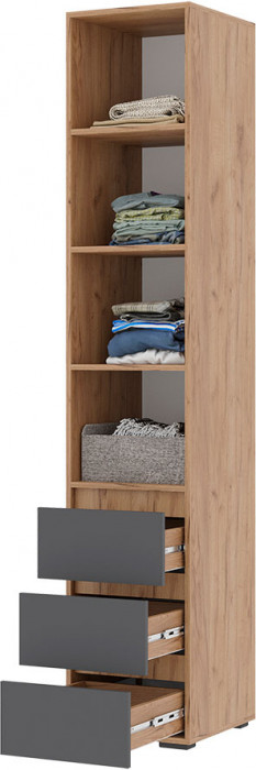 Хелен ПН 03 Пенал закрытый (0,400х2,100х0,460) серый графит/дуб крафт золото