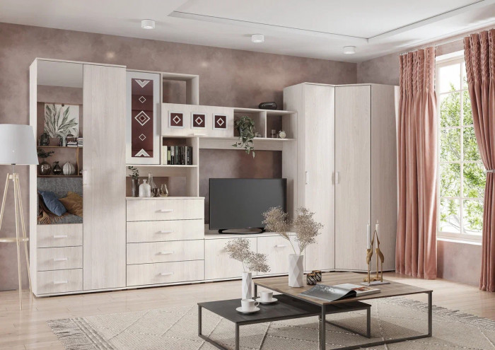 Шкаф 2-х дверный Белла, ясень белый