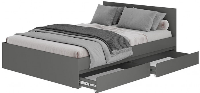 Кровать с настилом ЛДСП и ящиками Симпл КР-07 120х200, Графит