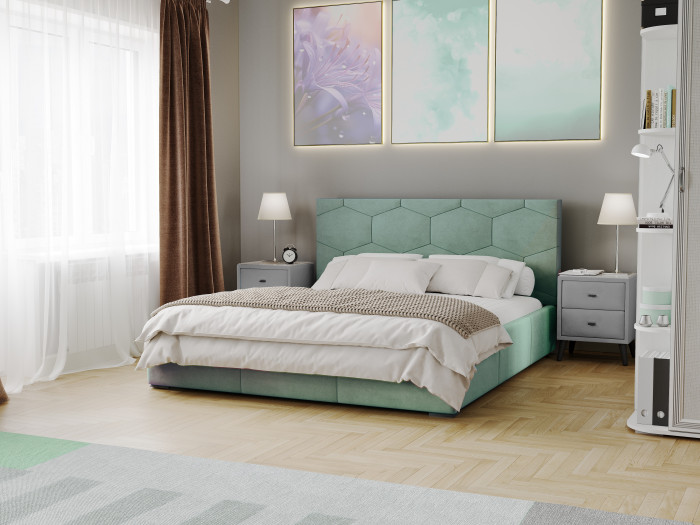 Манука Кровать интерьерная 160 мятный, ПМ