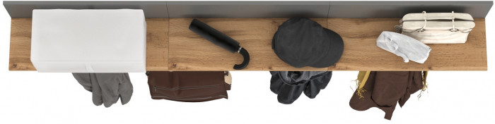 Октава 15.14.01 Вешалка + 15.14.01 Вешалка + 15.14.01 Вешалка, цвет серый графит/дуб крафт золотой, ШхГхВ 194,1х23,6х40 см.