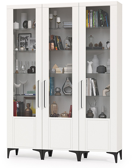 Валенсия Гостиная № 130, ЛДСП белый шагрень/МДФ белый шагрень