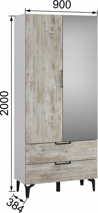 Чикаго Шкаф универсальный ЧШ-30, Дуб юкон/Белый