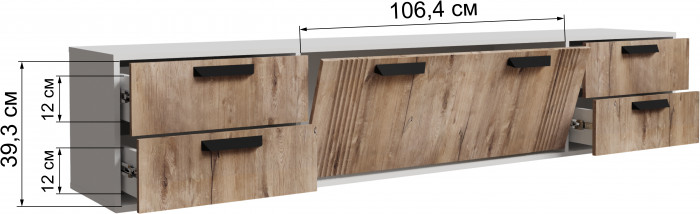 Тумба ТВ Парус-12 Белый/Дуб Канадский