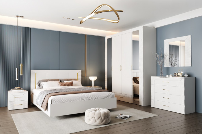 Кровать 160х200 "Карлин" с подъемным основанием - Белый текстурный/Корунд джелато