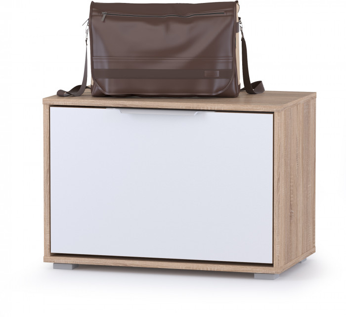 Куба Прихожая 7, обувница 13.58 + Вешалка 10.122 + обувница 13.114 + Зеркало, цвет дуб сонома/белый премиум, ШхГхВ 115х38,3х210,6 см., ун. сборка