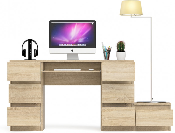 Мори Стол компьютерный МС-2 + Тумба ТМП400.1, цвет дуб сонома, ШхГхВ 175,8х50х76,6 см., универсальная сборка