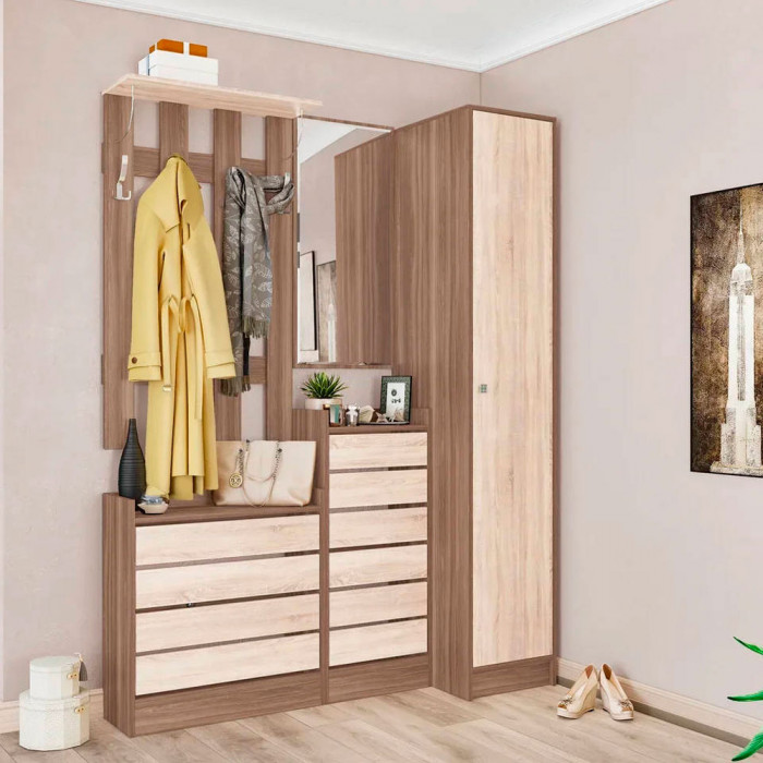 Ямайка Вешалка ЯПВ-1 (700*1200*260) ясень шимо/дуб сонома