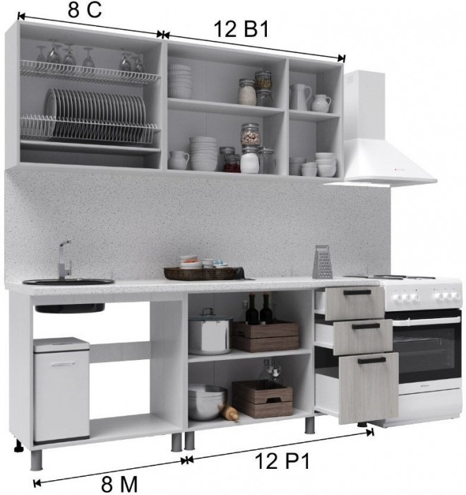 Кухонный гарнитур Версаль 2,0м Арктик/Арктик