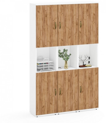 Лидер-8 Пенал 3 шт., цвет белый шагрень/крафт золото, ШхГхВ 120х30х190 см., универсальная сборка